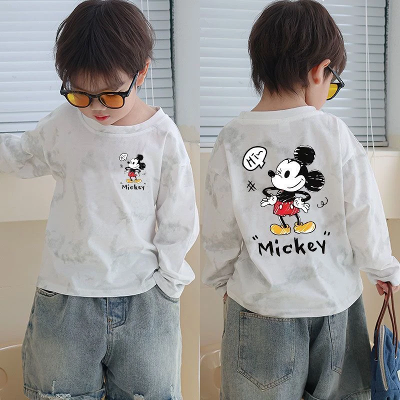 100%纯棉儿童长袖t恤男女童春秋 百搭打底中小童卡通可爱外穿上衣