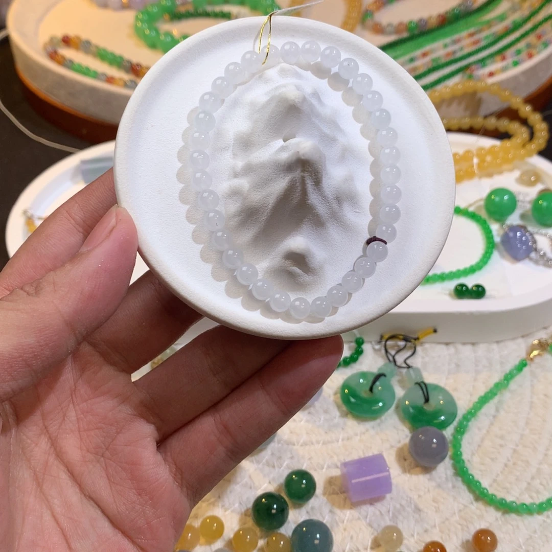 翡翠散珠白月光手串5mm