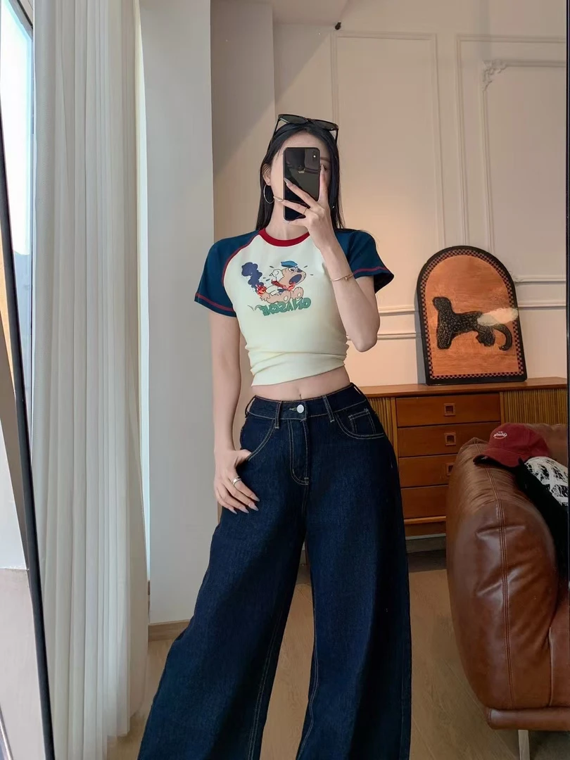 （南油娜姐）25夏季：大G设计新款俏皮可爱小狗插肩短袖小版T恤25198