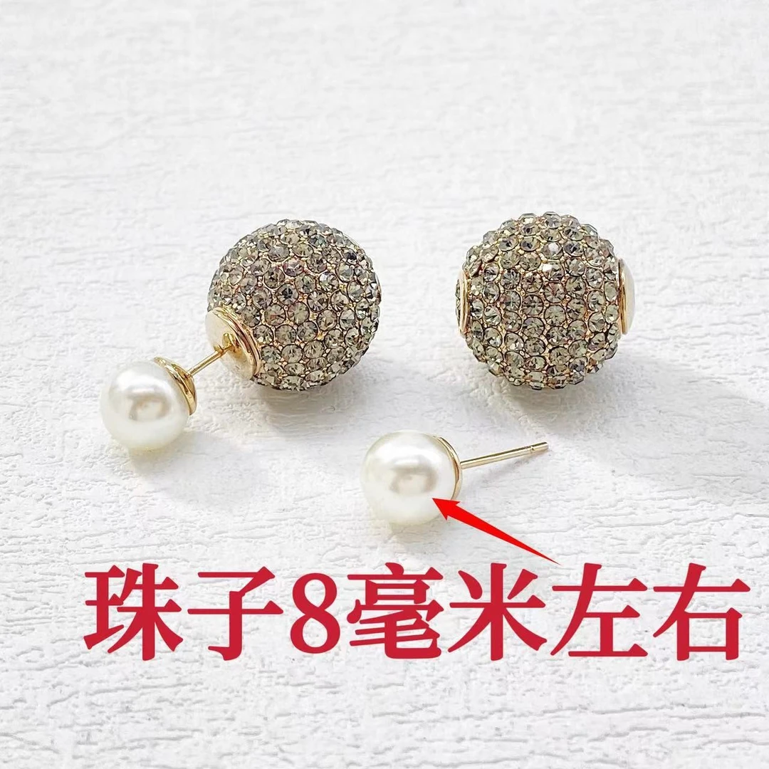 铜合金耳饰 木木(YS525) 满镶钻球前后佩戴猪鼻子耳环
