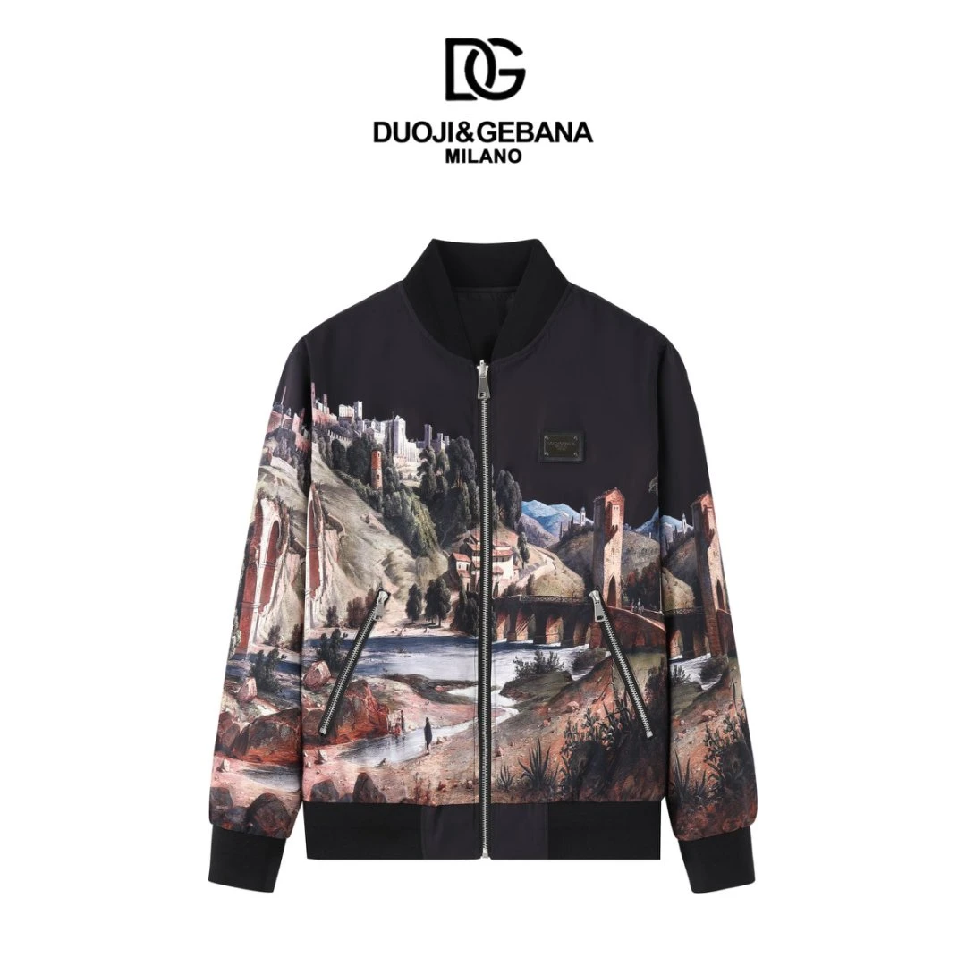 DUOJI&GEBANA秋季新款男士双面夹克光影交错老花外套