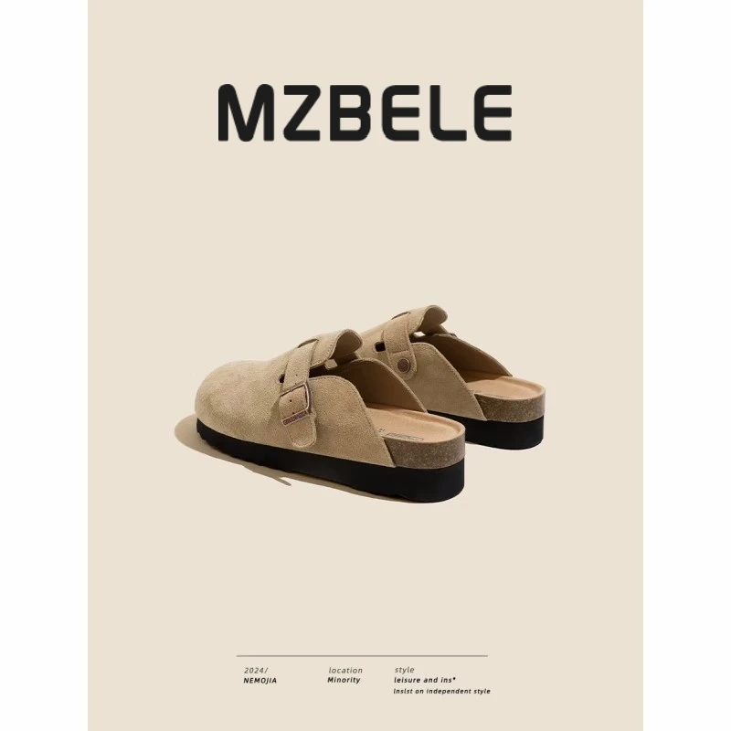 梦孜百丽厚底勃肯鞋女2025年秋季新款包头半拖鞋外穿拖鞋博肯鞋