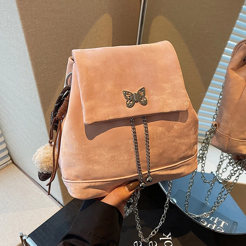 艾米兔女包复古纯色小众简约时尚通勤休闲百搭潮流洋气双肩包