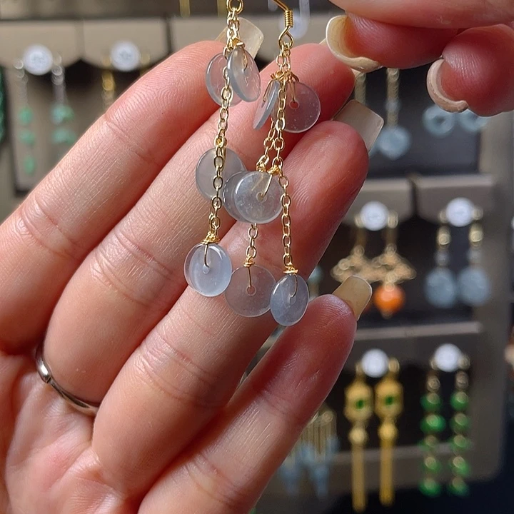 银S925镶嵌翡翠耳饰翡翠