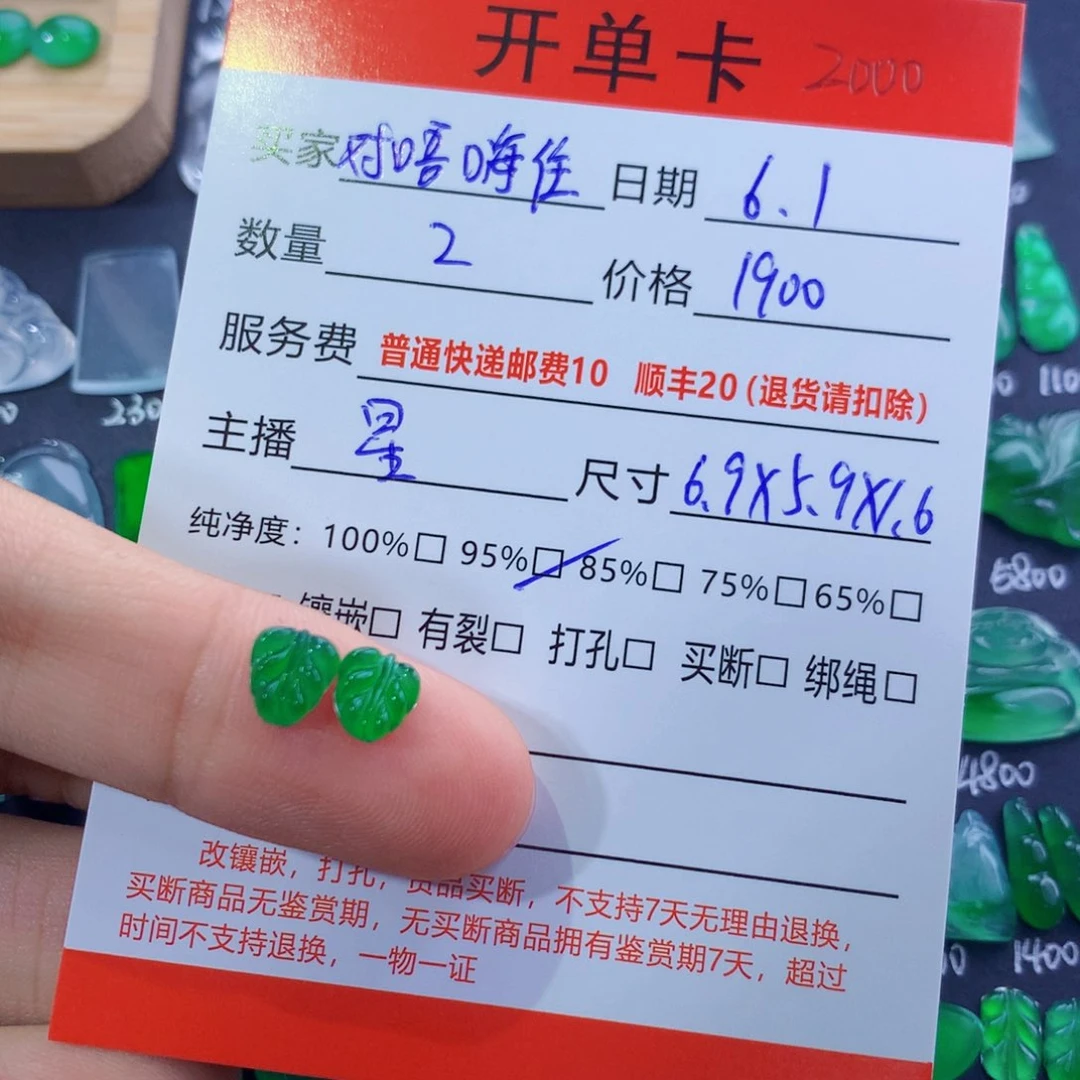 翡翠未镶嵌颈饰对**住绿叶