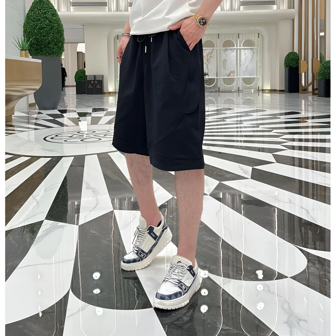 2025夏季休闲宽松潮牌阔腿六分裤男士休闲美式复古休闲时尚短款