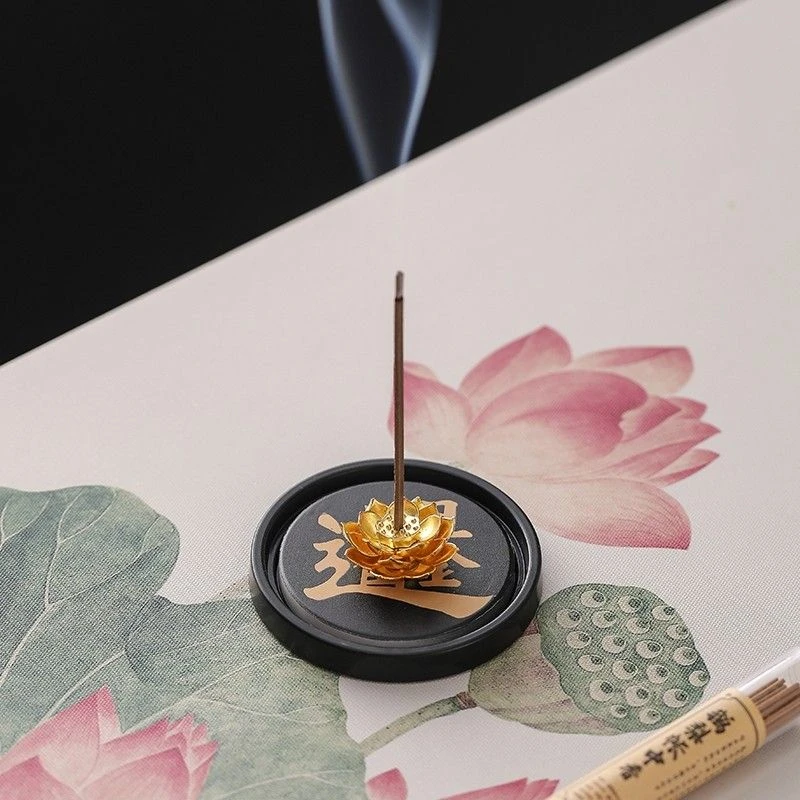 创意莲花香插香薰炉家用室内除异味香薰炉线香高级中式茶桌小摆件