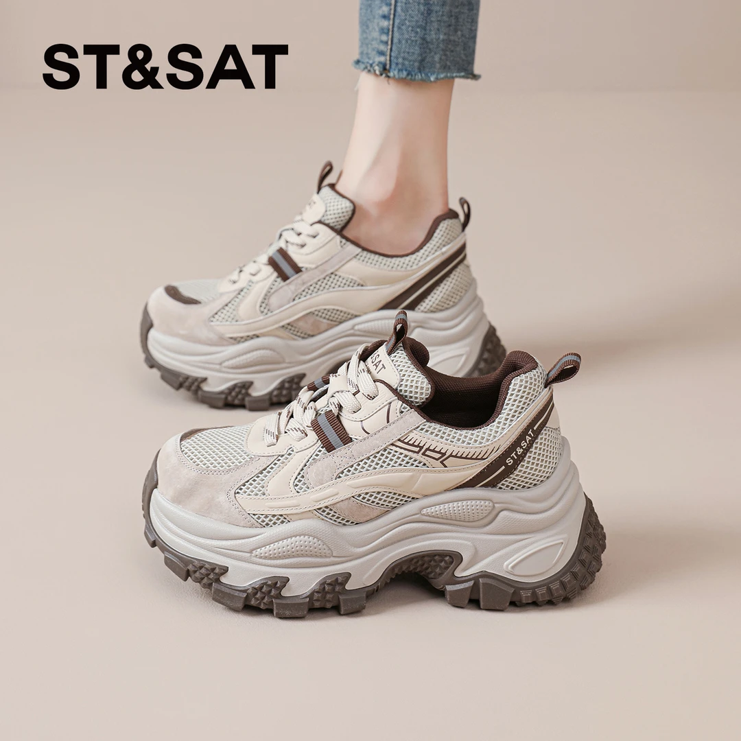 星期六厚底老爹鞋女款2025新款冬季运动鞋轻奢上班鞋子休闲显脚小