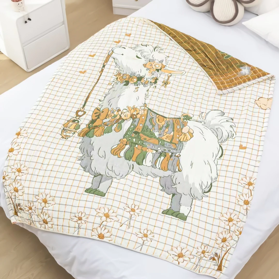 【羊驼宝宝】120x150cm十层泡芙被升级加厚云朵纱盖毯夹棉毛巾被