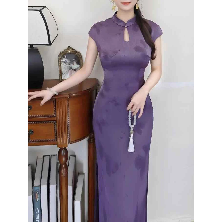 新中式中国风改良旗袍女2025年新款春夏水滴领镂空百搭显瘦连衣裙