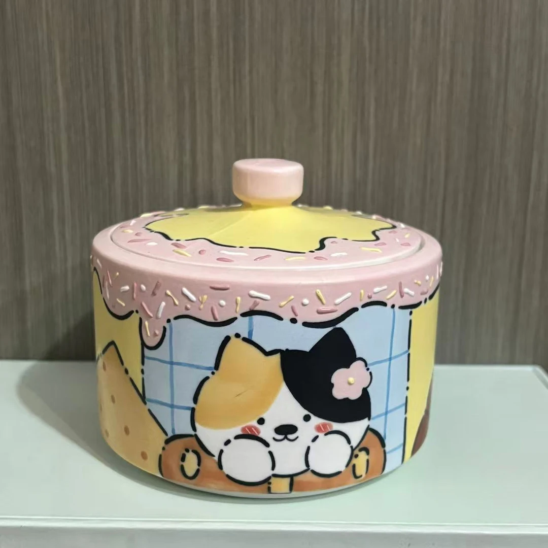 423卡通小猫小狗带盖炖盅
