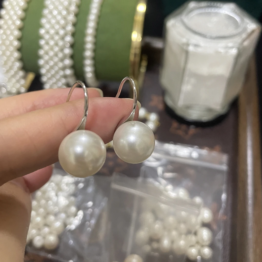 925银仿珍珠耳饰 高跟鞋珍珠耳钉时尚