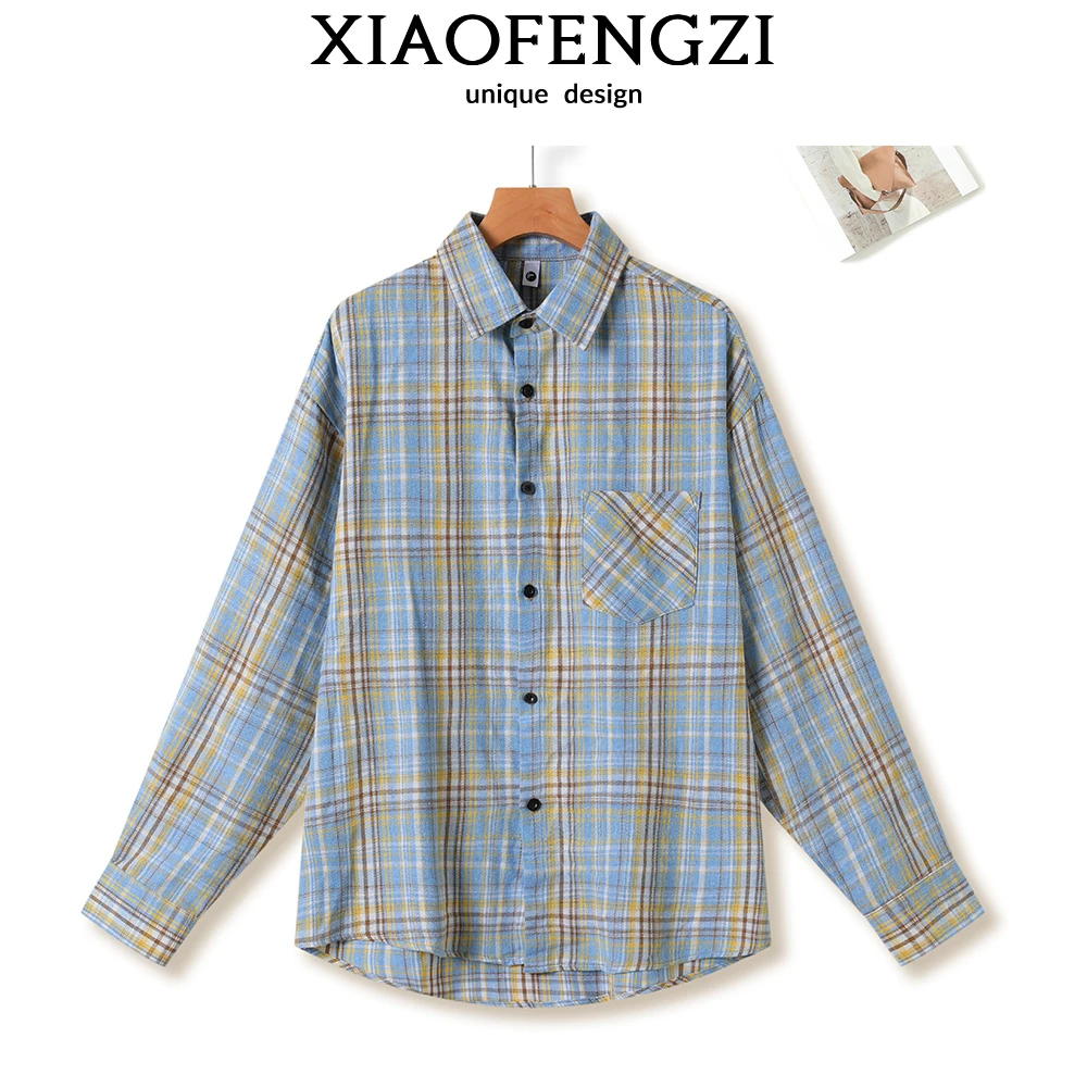 春秋含棉格子衬衫男女韩版潮流休闲情侣时尚衬衫经典帅气百搭外套