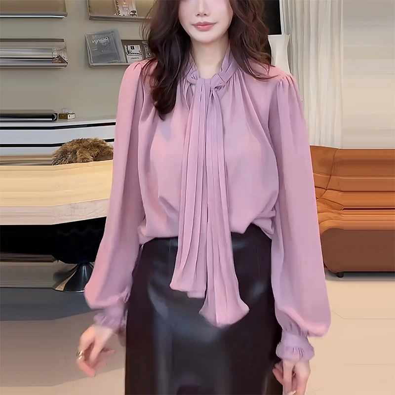 早秋氛围感长袖衬衫女高级感轻奢减龄洋气