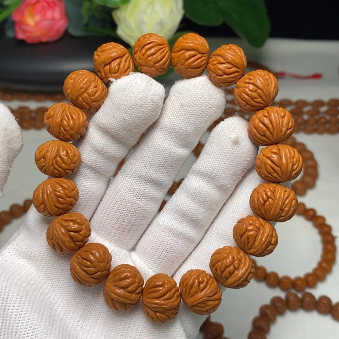 桃核手串16mm野生一代盘龙爆肚十年老树核