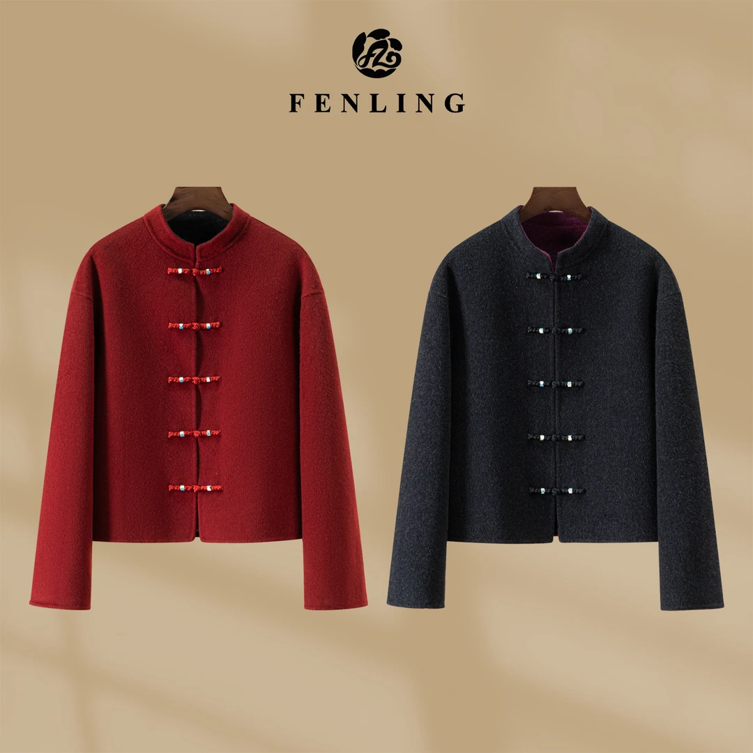 芬领-钟爱-山羊绒绵羊毛超舒服保暖长袖呢子外套新国潮风WT614