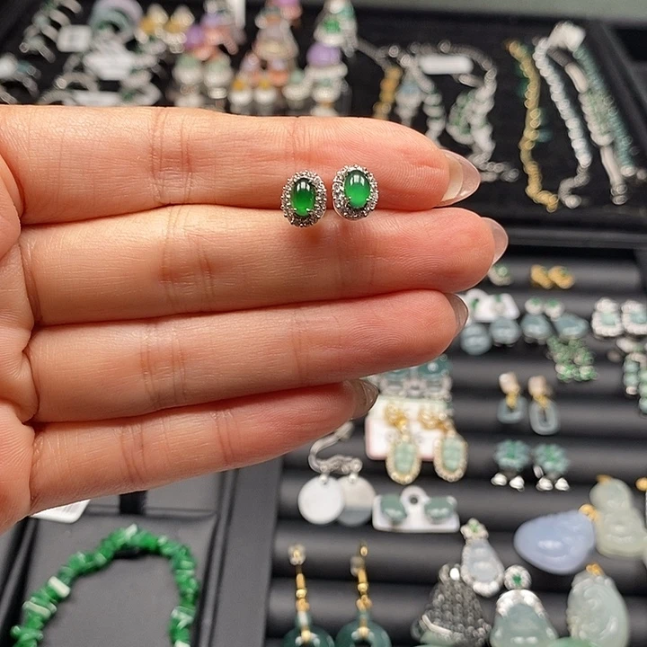 翡翠合金耳饰耳釘