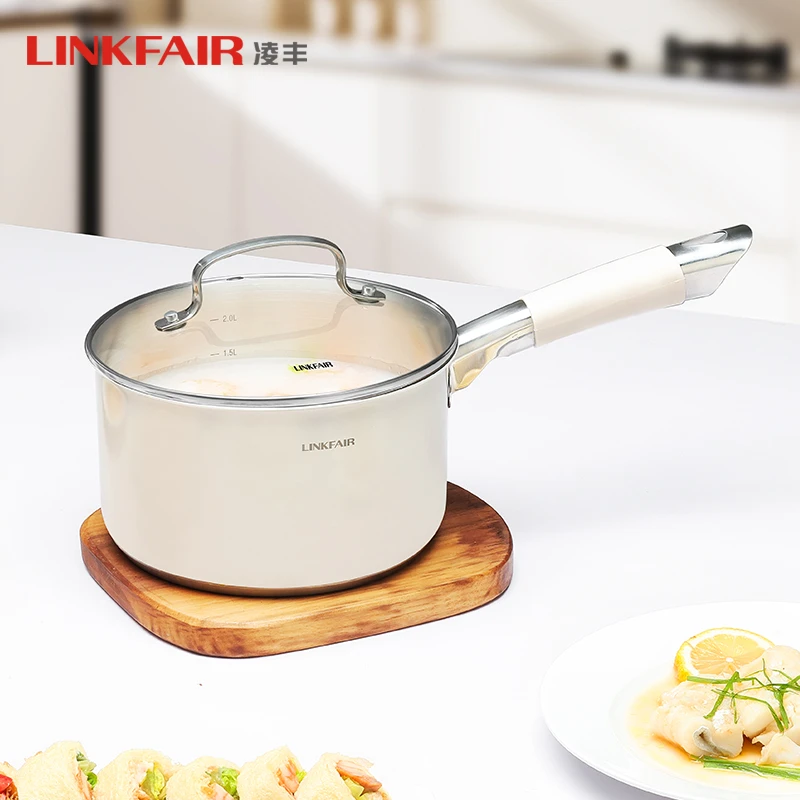 LINKFAIR/凌丰316不锈钢奶锅无涂层宝宝辅食锅家用婴儿小奶锅