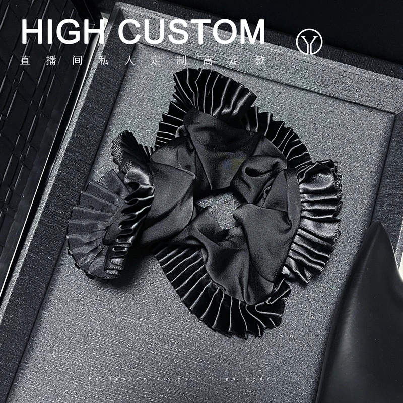 黑色褶皱边缎面发圈