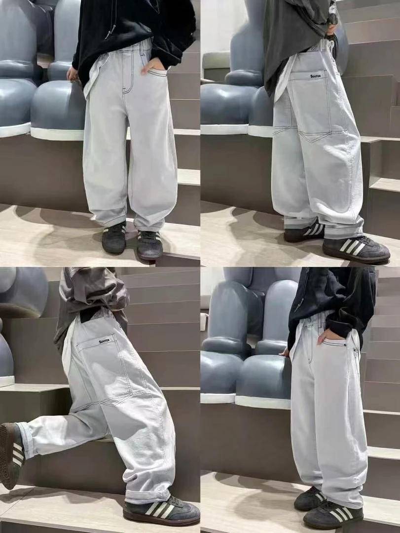 潮童清爽洗白牛仔裤99656