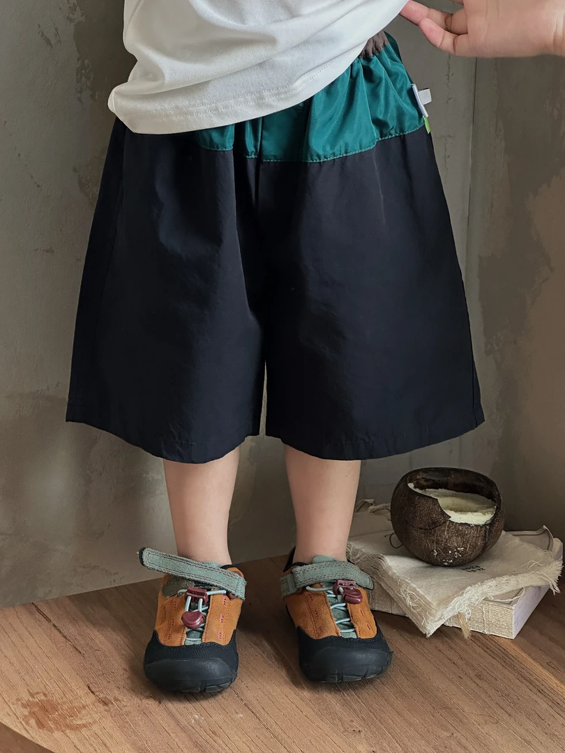 现货【青柠藏夏】男童韩版夏季洋气百搭拼接休闲中裤CZ5X50