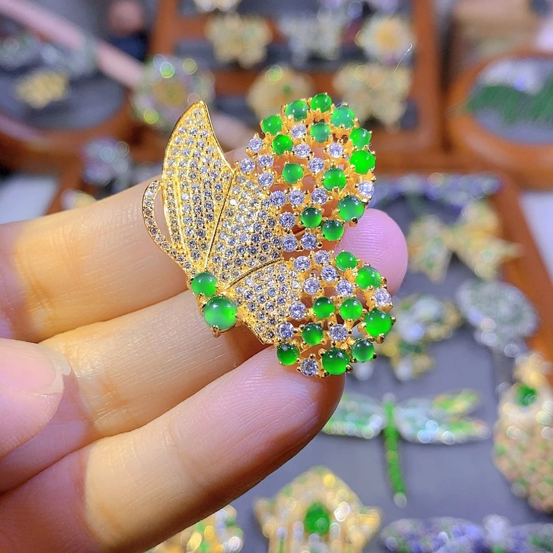 颈饰银S925镶嵌翡翠