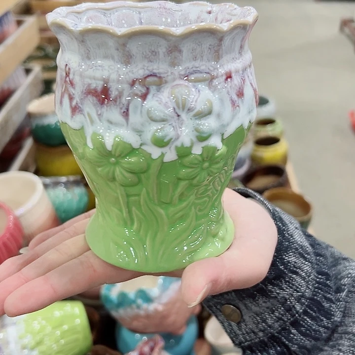 有孔.凑满10元发货多肉陶瓷花盆！