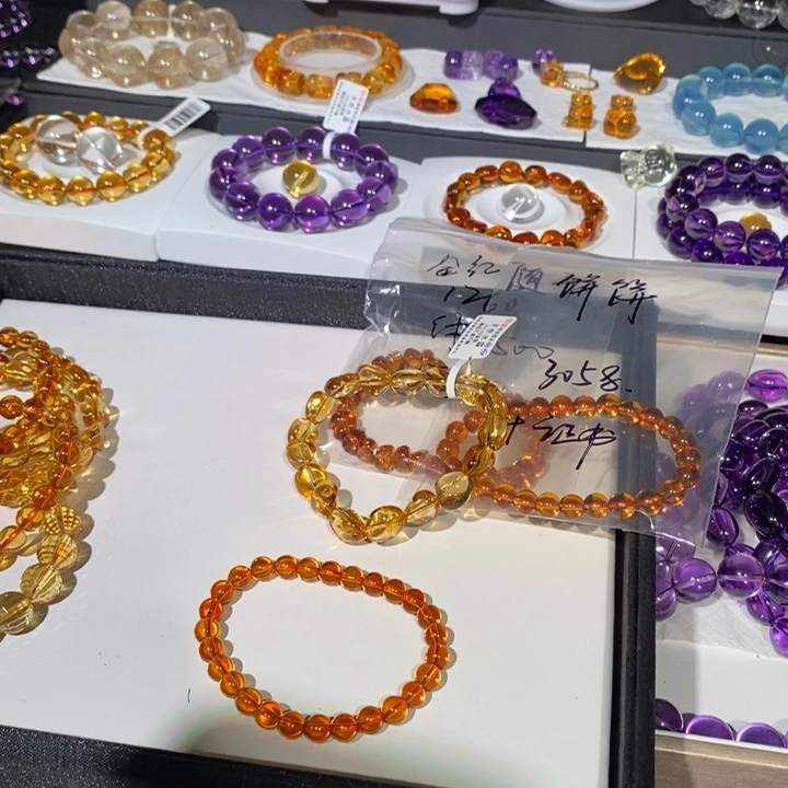 手链未镶嵌水晶10+天然巴西金红料黄水晶