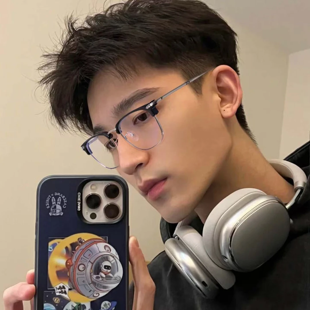 半框近视眼镜眼镜男款近视可配度数斯文眼睛平光蓝光理工学生眼镜