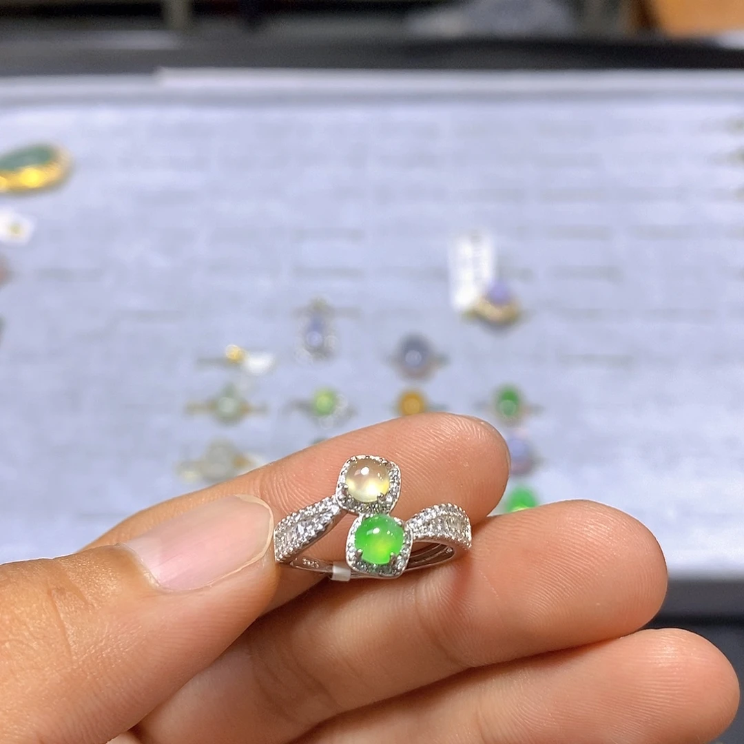 翡翠戒指银S925镶嵌132号