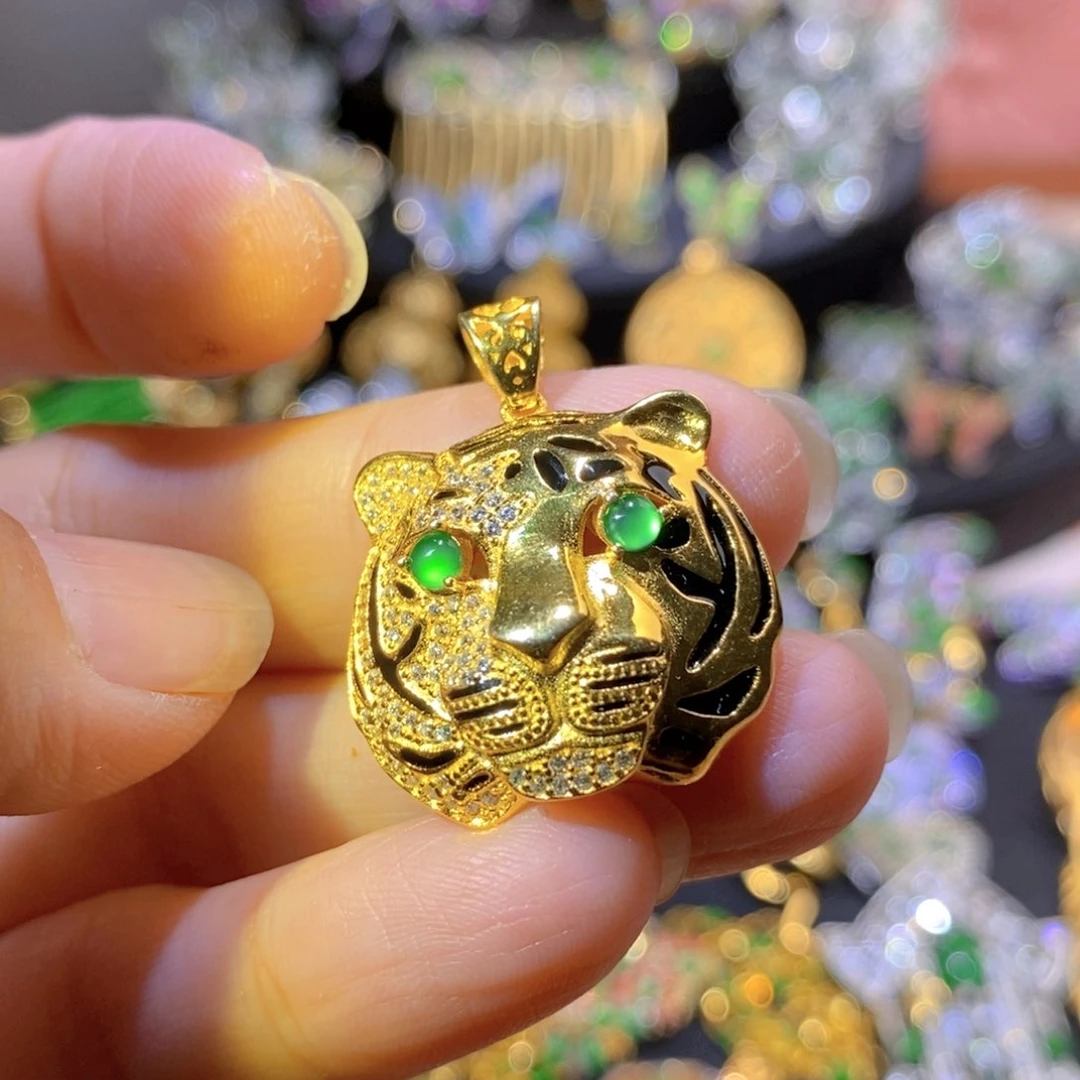 吊坠(不含链)银S925镶嵌翡翠