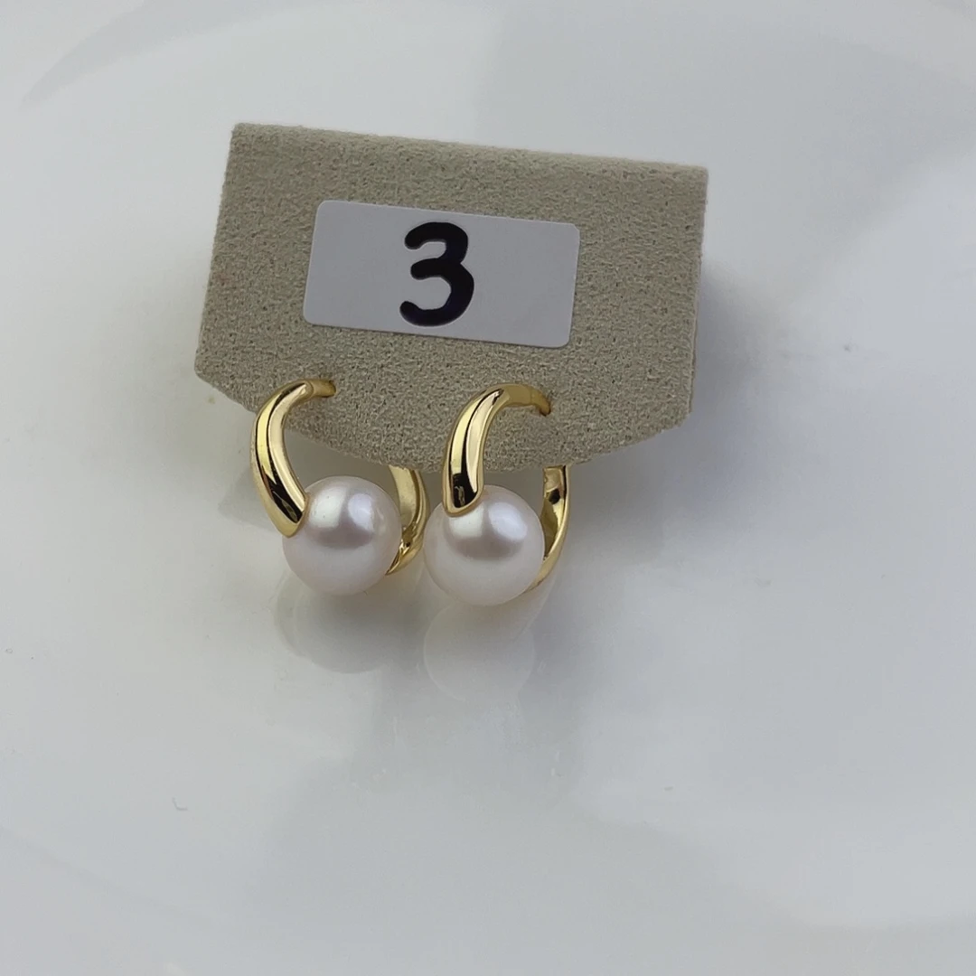 银S925镶嵌淡水珍珠耳饰