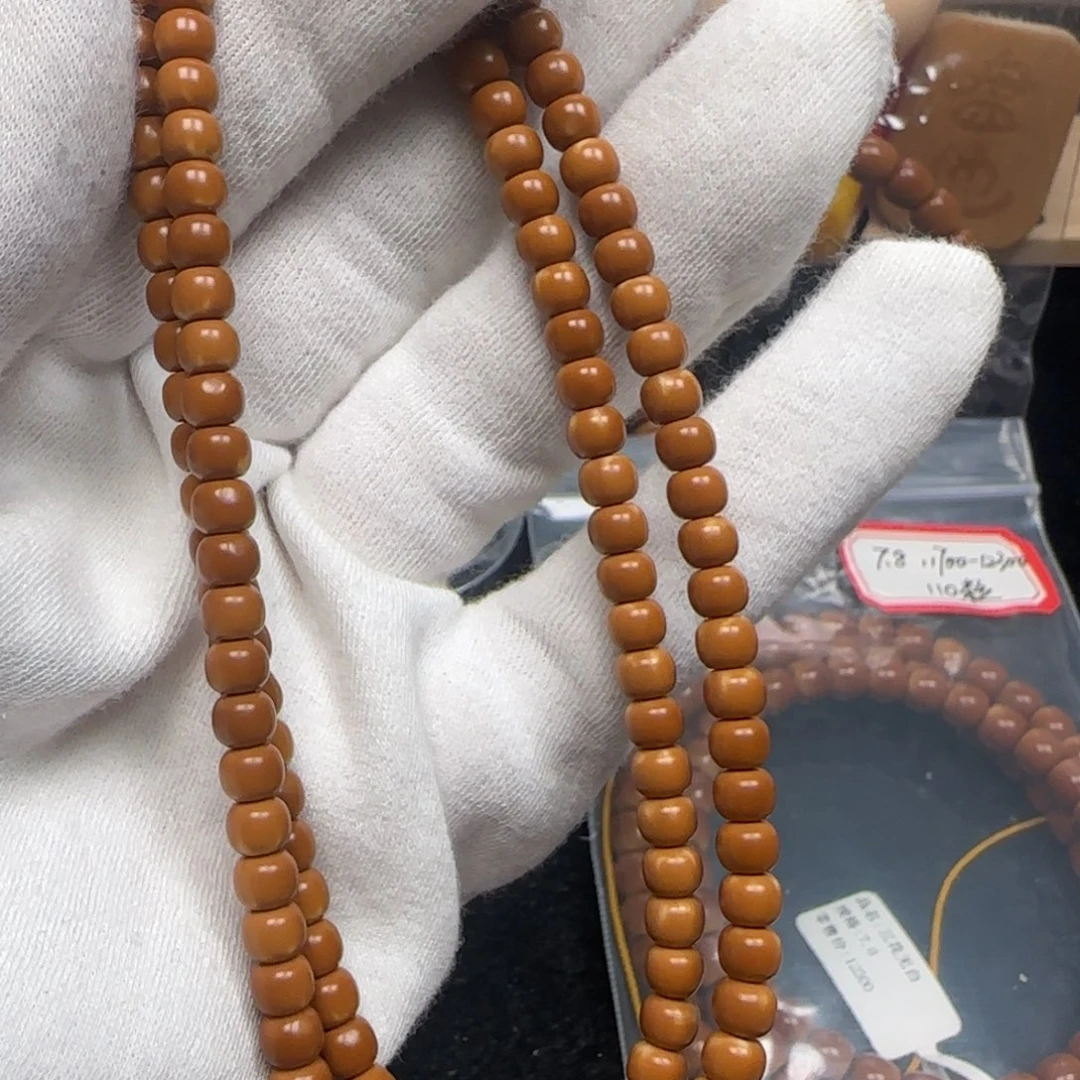 手串橄榄核老挝长串极限弧微白5.5mm
