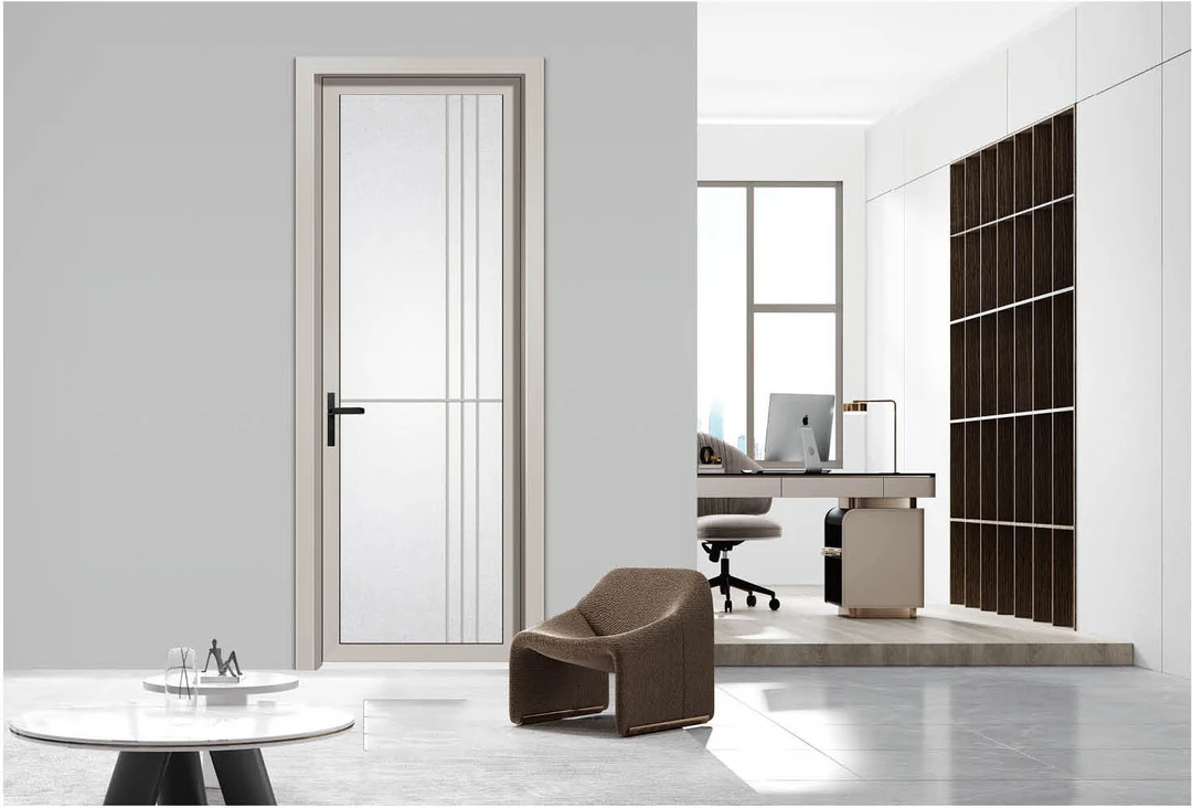 新款工厂定制中窄平开卫生间厕所门一整套钛镁合金型材