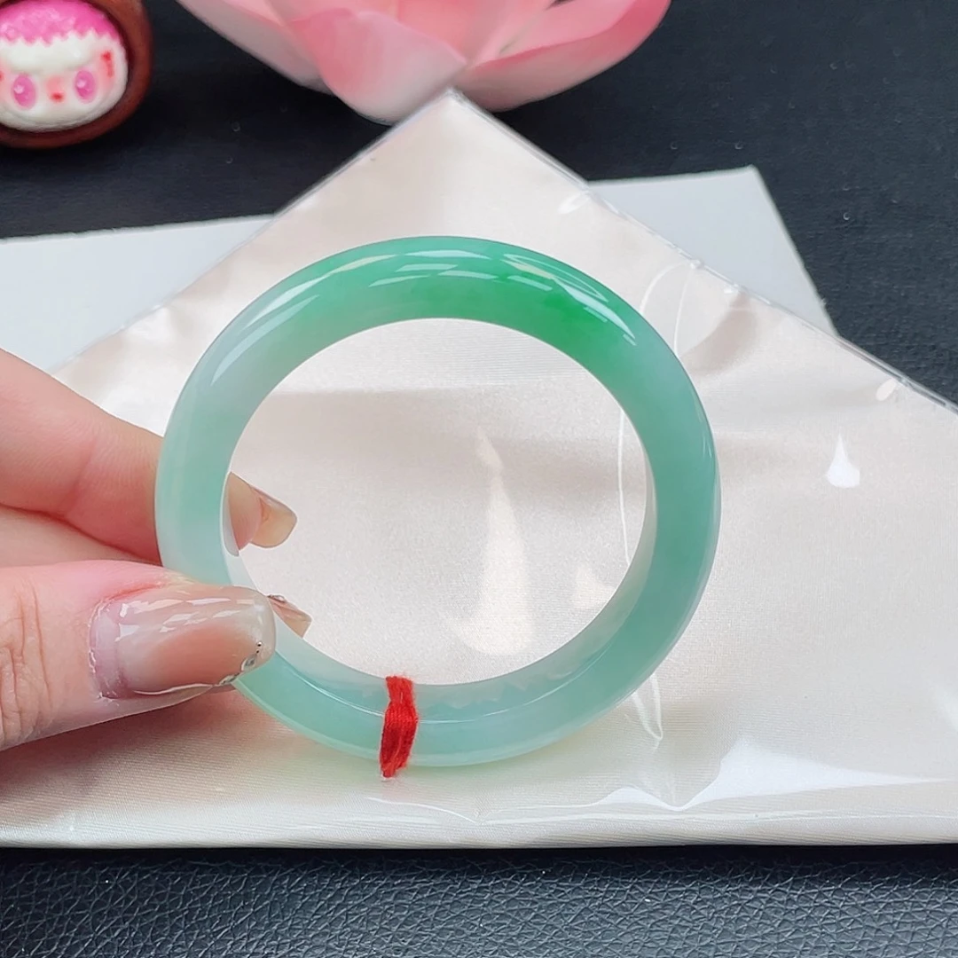 翡翠未镶嵌手镯52.6正圈金丝翠