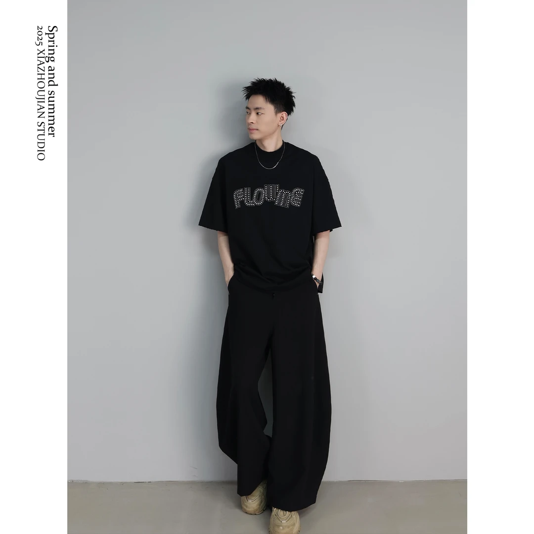 【譚星】25S/S 重工“高烫LOGO”臻选全棉TEE 手工磨边阔版短袖T恤