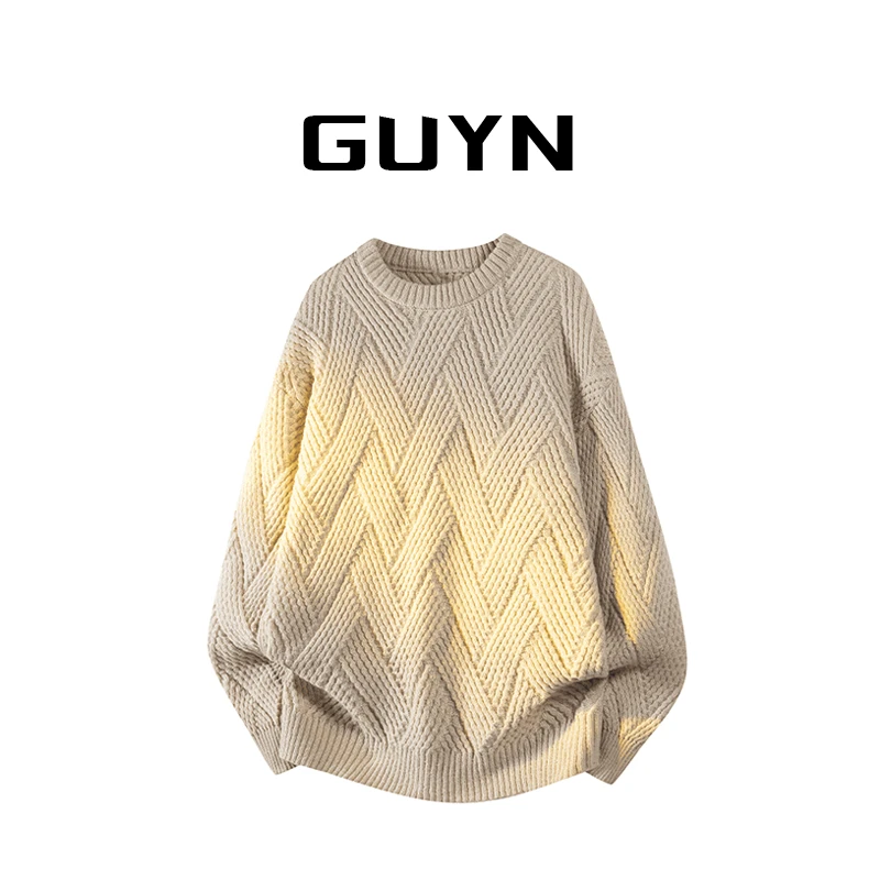 【品牌正品现货】GUYN纯色休闲毛衣男冬肌理感上衣高级感时尚男装