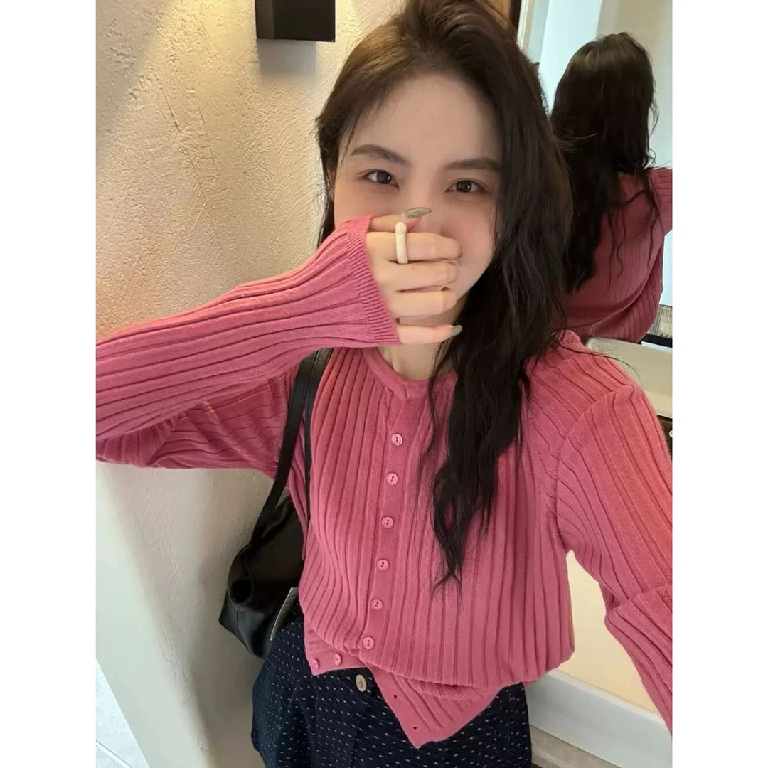 2025秋ins设计感新款显瘦气质百搭针织开衫长袖上衣女A369# quan