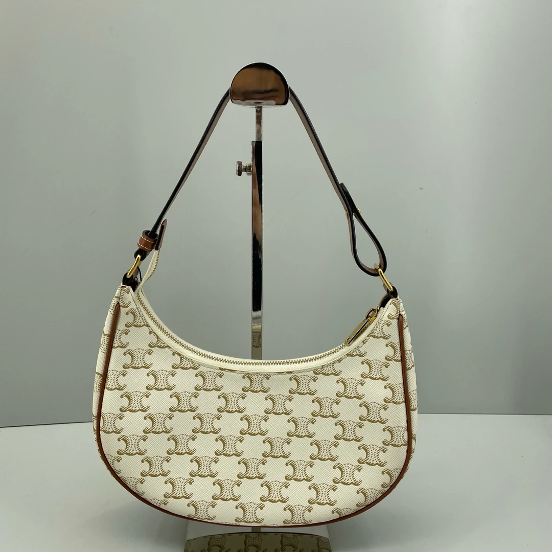 95新 Celine/思琳 优选/Ava凯旋门白色老花腋下包24x13x6 Me06174