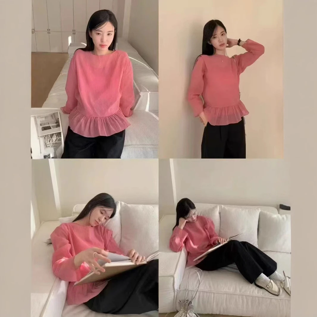 灰灰呀！603哇！春天的感觉！真两件天Si衬衣两件套套装