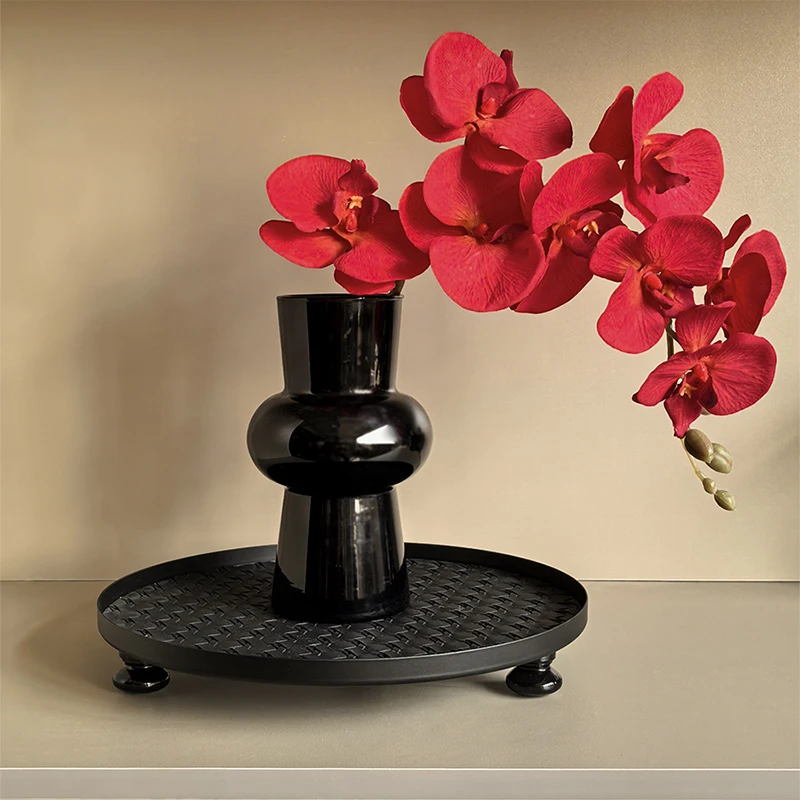 态生活 ins轻奢风仿真蝴蝶兰黑色花瓶餐桌茶几花艺摆设桌花小装饰