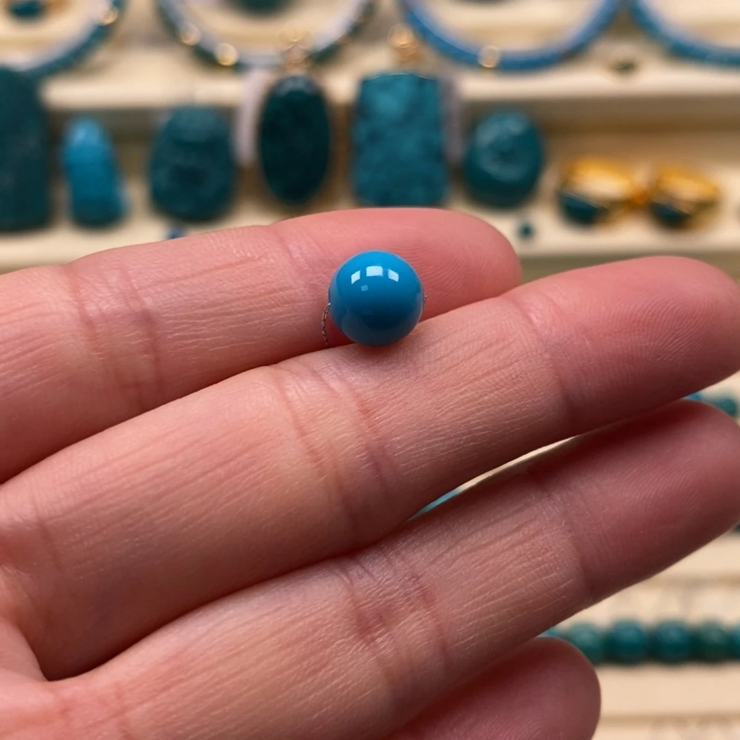 绿松石未镶嵌珠宝奇石直径7.7圆珠