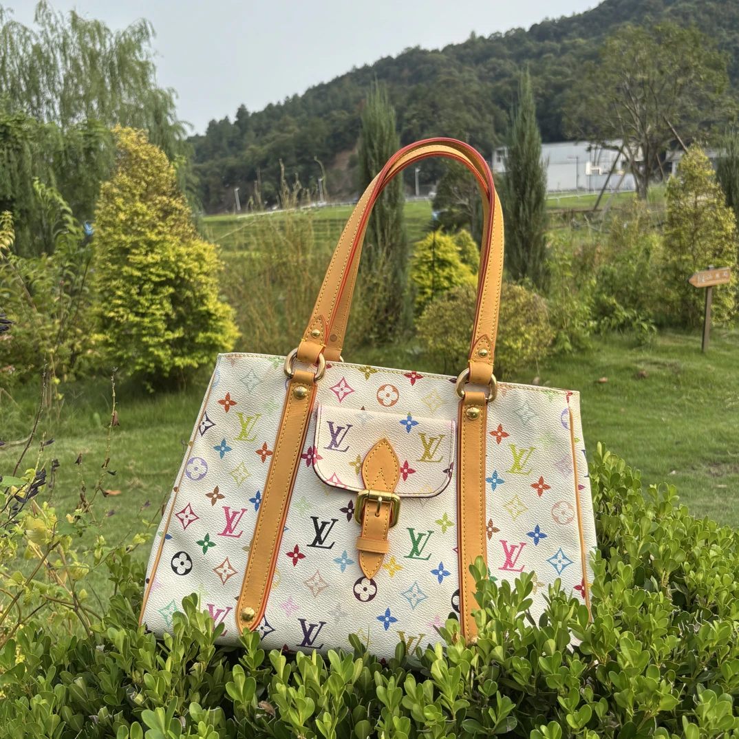 95新 LouisVuitton/路易威登 95新/二手 LL 白三彩托特腋下包