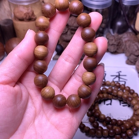 檀香木手串/手链檀香黑肉1.2/17横纹虎皮沉