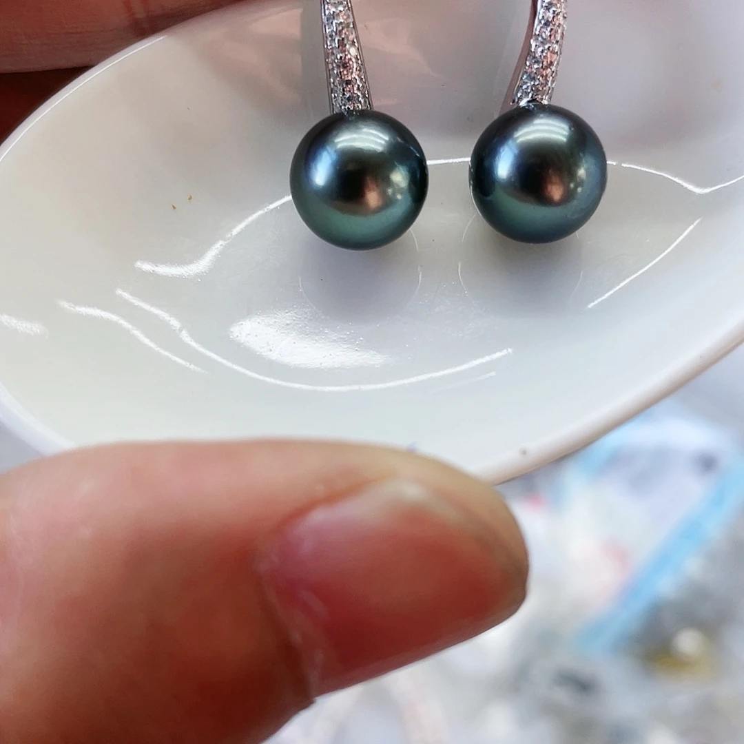 海水珍珠耳饰银S925镶嵌