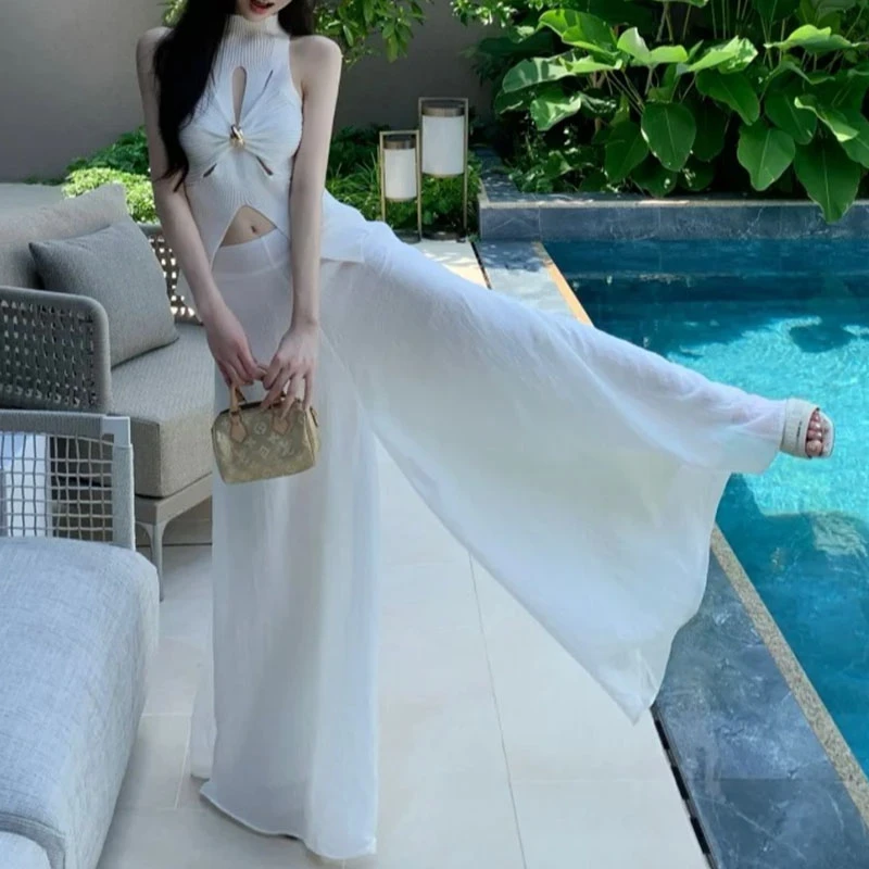 法式甜美风2025夏季新款纯欲性感小众百搭无袖上衣女配显瘦休闲裤