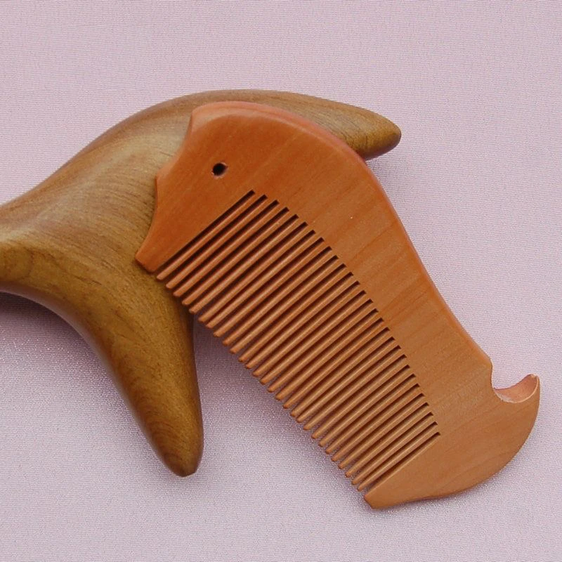鱼形桃木梳密齿按摩头皮防静电小梳子可携带放包包送女友