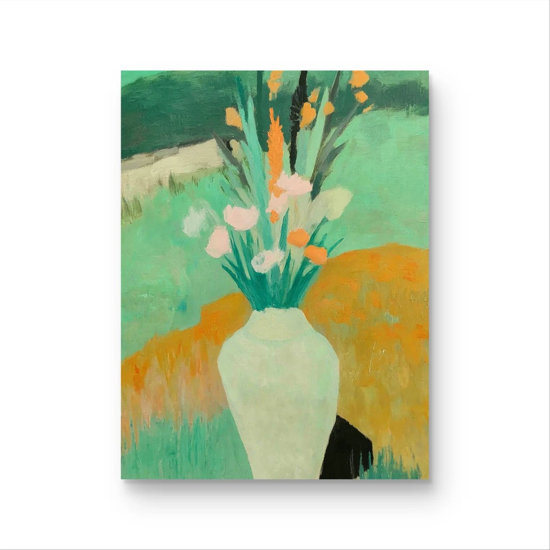 《翠色花瓶》原创手绘画/60x80cm/中古风系列ZGF-160