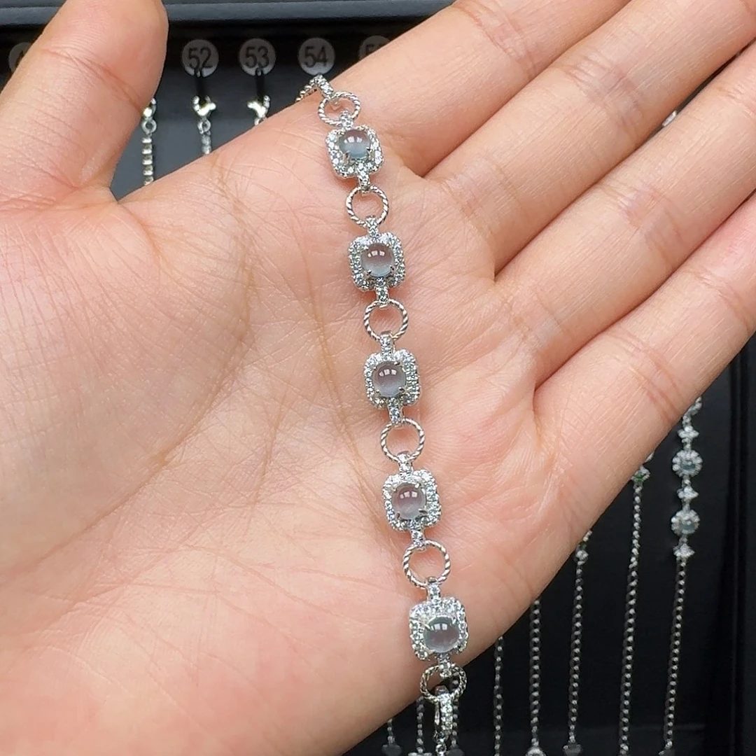 翡翠银S925镶嵌手链