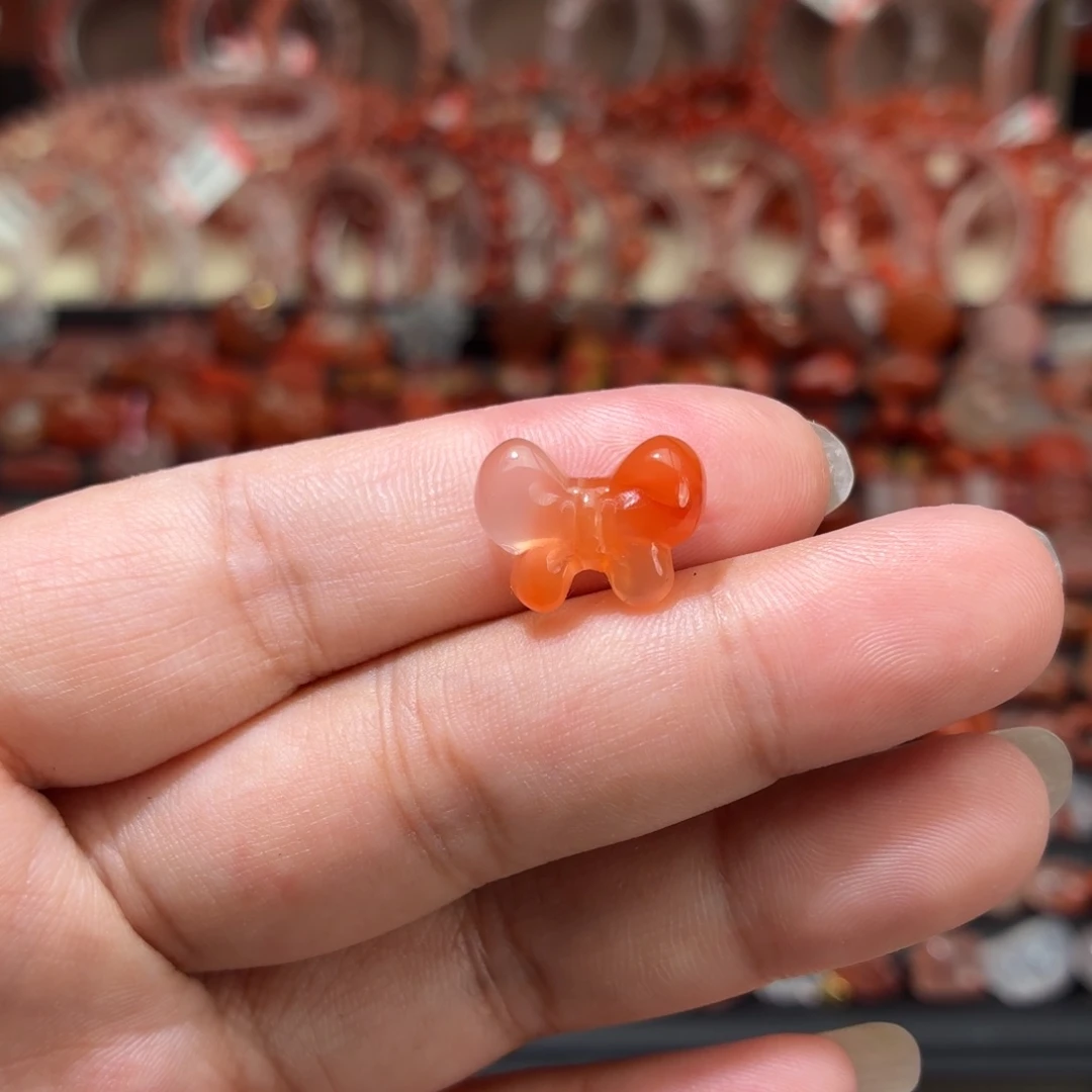 南红玛瑙未镶嵌颈饰上下通孔蝴蝶结